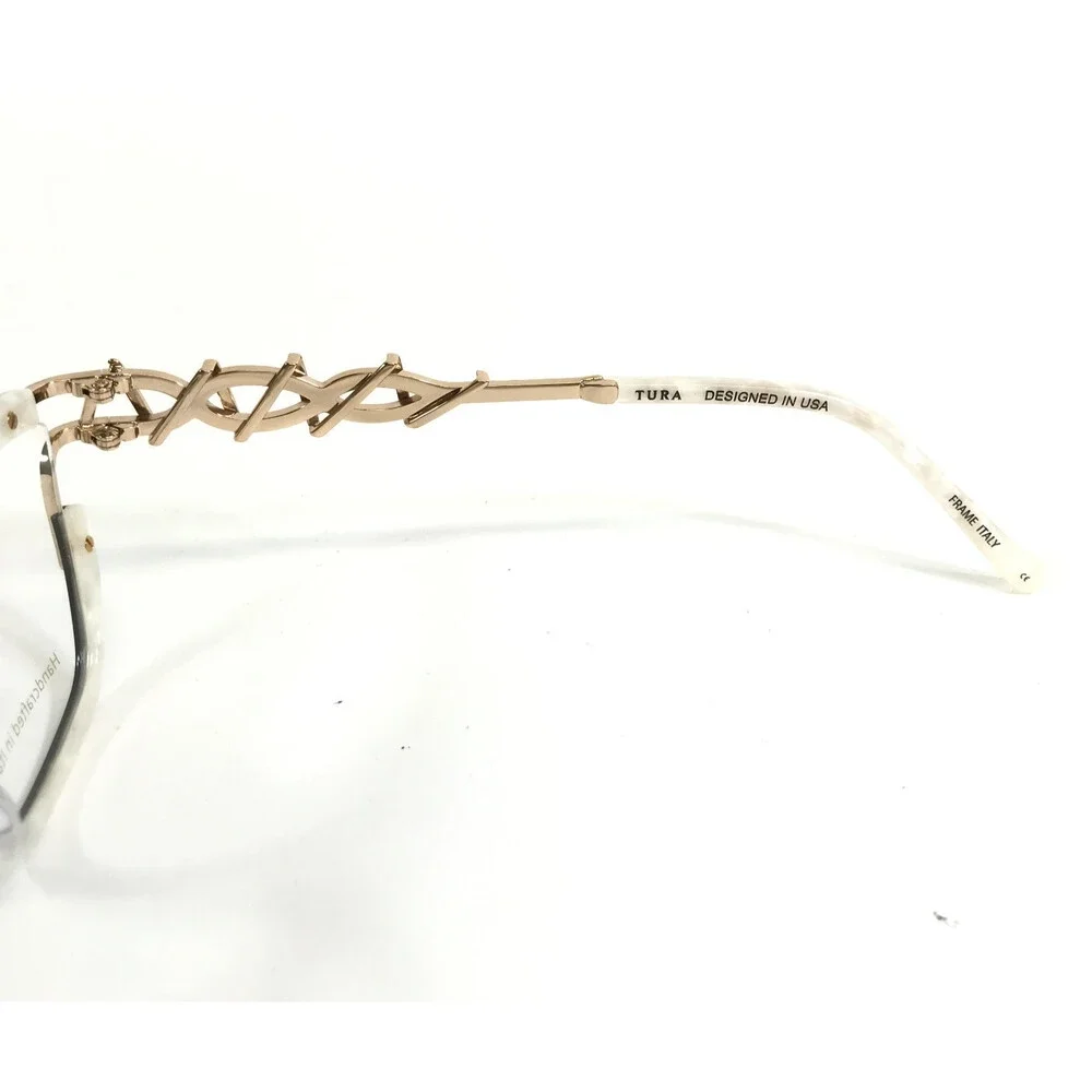 Tura Brilliance Eyeglasses Frames TE272 BLK Black Ivory Gold Crystals 54-16-145